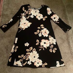 Black Floral Long Sleeve Dress